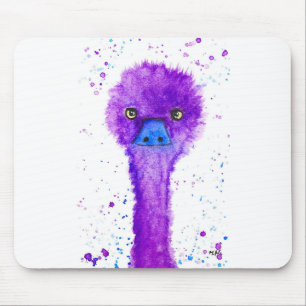 Tapis De Souris Mélange mauve d'aquarelle d'ému animal whimsical
