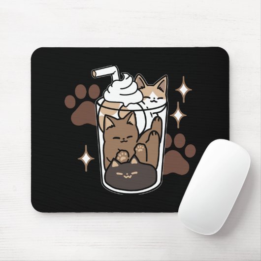 Tapis De Souris Mélange Purr-Fect : Conception de café pour le caf (Avec souris)