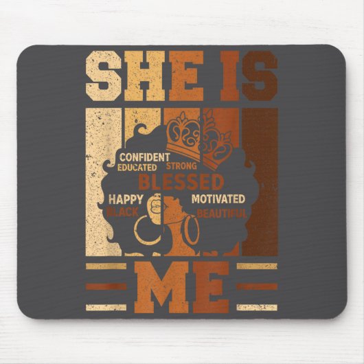 Tapis De Souris Melanin Blessed She Queen Beautiful Afro Black Me (Devant)