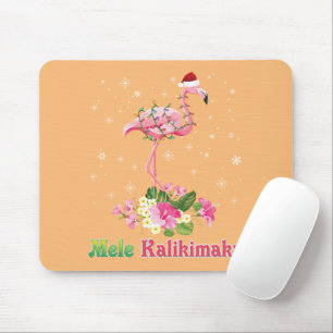 Tapis De Souris Mele Kalikimaka Flamant rose Père Noël Noël Joyeux