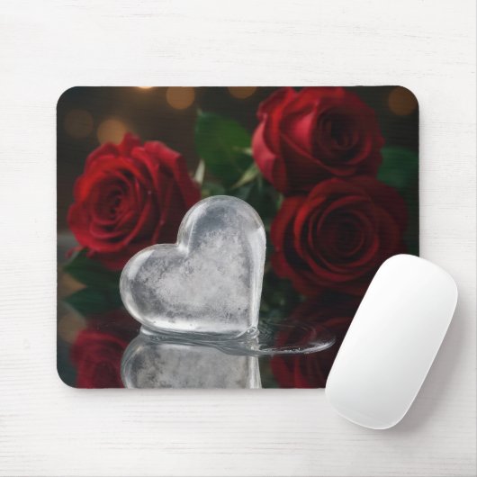 Tapis De Souris Melting Ice Heat With Red Roses (Avec souris)