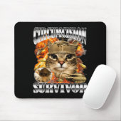 Tapis De Souris Mème de chat survivant à la circoncision Bootleg D (Avec souris)