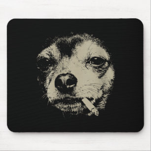 Tapis De Souris Mème de chihuahua drôle de femme fumeuse de cigare