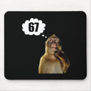 Tapis De Souris Mème de singe drôle qui pense six sept 6 7 Mème