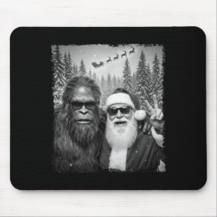 Tapis De Souris Mème drôle de Sasquatch Photo cool avec Santa Noël
