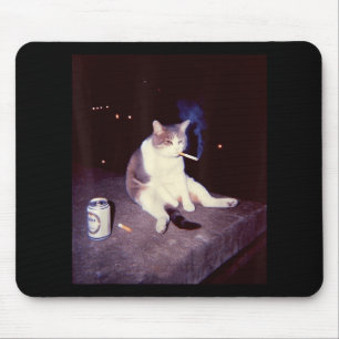 Tapis De Souris Mème Fumeur Drôle Cigarette Kitten Brainrot Silly