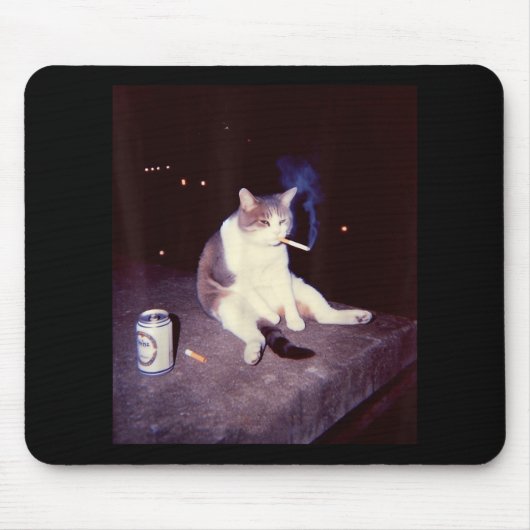 Tapis De Souris Mème Fumeur Drôle Cigarette Kitten Brainrot Silly (Devant)