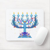 Tapis De Souris menorah à fleurs hanoukka (Avec souris)