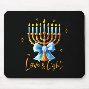 Tapis De Souris Menorah d'amour Lumière de Chanukah Hanukkah Bleue