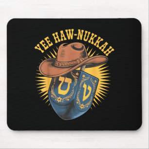 Tapis De Souris Menorah de Hanukkah joyeuse Yee Haw-nukkah Cowboy