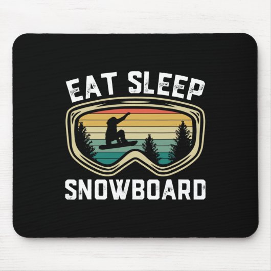 Tapis De Souris Mens Manger Sleep Snowboard Funky Retro Snowboard (Devant)