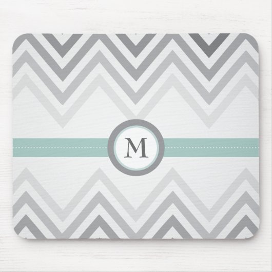 Tapis De Souris Menthe + Chevron gris Mousepad (Devant)