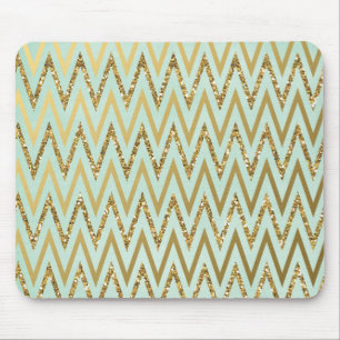 Tapis De Souris Menthe et or Chevron Mousepad