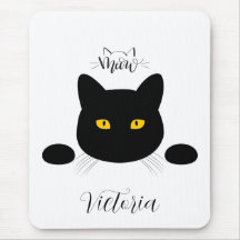 Meow Black Cat Golden Eyes personnalisable