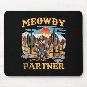 Tapis De Souris Meowdy Partenaire Chat Western Cowboy Vintage Chat