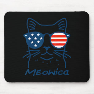 Tapis De Souris Meowica Usa merica Chat 4 juillet Funny Patriotiqu