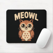 Tapis De Souris Meowl Cat Owl Hybrid Funny Meme Brain Rot Gen Alph (Avec souris)