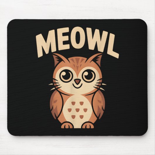 Tapis De Souris Meowl Cat Owl Hybrid Funny Meme Brain Rot Gen Alph (Devant)