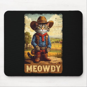 Tapis De Souris Meowny Country Side Chat Casquette Vintage Cowboy