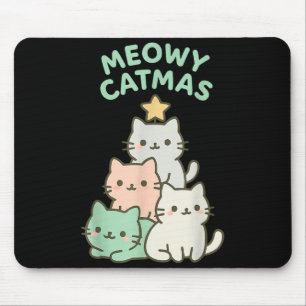 Tapis De Souris Meowy Catmas Chat Arbre de Noël Mignon Chaton Xmas