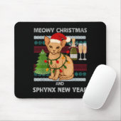 Tapis De Souris Meowy Christmas Funny Sphynx Cat Santa Hat Ugly Sw (Avec souris)