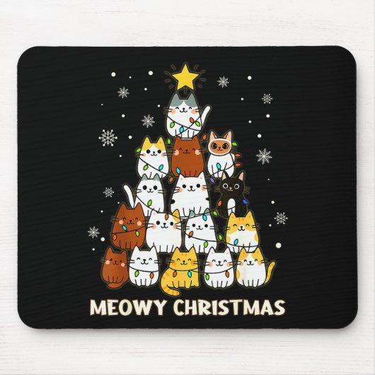 Tapis De Souris Meowy Christmas Tree Merry Catmas Cat Lover For Me (Devant)