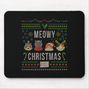 Tapis De Souris Meowy Noël Amateur de Chat Moche Noël Tacle