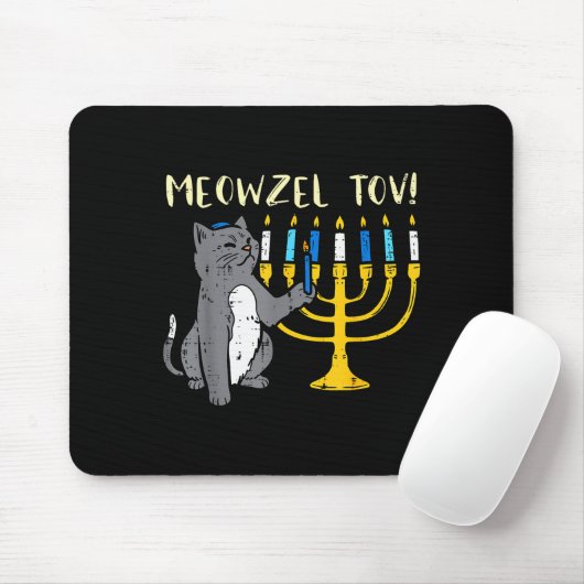 Tapis De Souris Meowzel Tov Jewish Cat Funny Hanukkah Chanukah Pjs (Avec souris)
