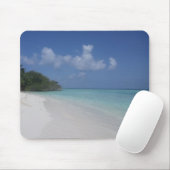 Tapis De Souris Mer Bleue Ciel Nuages Blancs Sable Maldives Modèle (Avec souris)