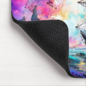 Tapis De Souris Mer orageuse, phare de bateau Lune Abstrait (Coin)