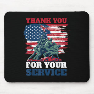 Tapis De Souris Merci Drapeau Usa Pour Votre Service - Anciens Com