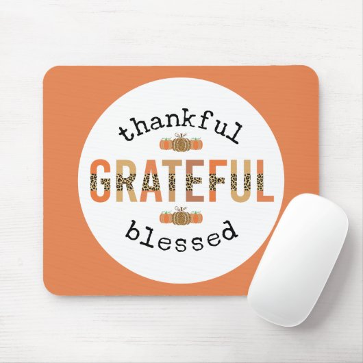 Tapis De Souris Merci Grateful Blessé mignon automne Thanksgiving (Avec souris)