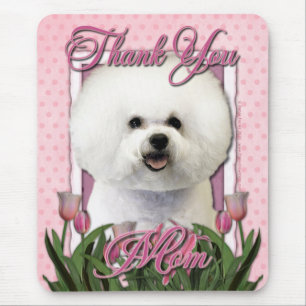 Tapis De Souris Merci - tulipes roses - Bichon Frise