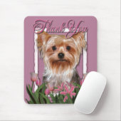 Tapis De Souris Merci - tulipes roses - Yorkshire Terrier (Avec souris)