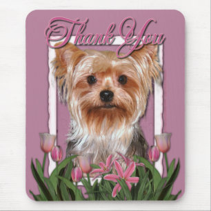 Tapis De Souris Merci - tulipes roses - Yorkshire Terrier