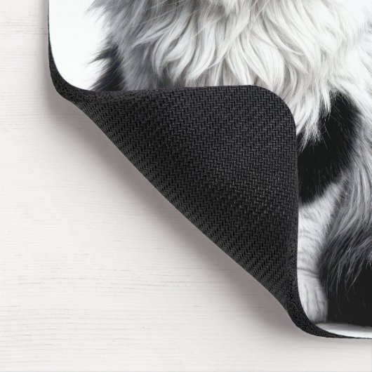 Tapis De Souris Mère Chat et chaton en blanc (Coin)