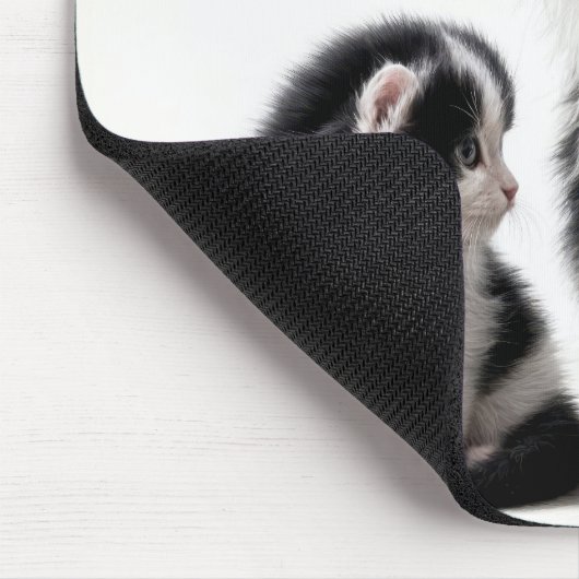 Tapis De Souris Mère Chat et chaton en blanc (Coin)