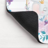 Tapis De Souris Mère et bébé Eléphant rose Fleur Flush Wreath (Coin)