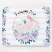 Tapis De Souris Mère et bébé Eléphant rose Fleur Flush Wreath (Devant)