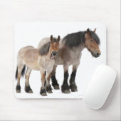 Tapis De Souris Mère et poulain souriant, cheval belge, Belge (Avec souris)