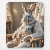 Tapis De Souris Mère Lapin Avec Bébé Lapin (Devant)