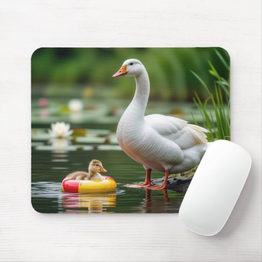 Tapis De Souris Mère l'oie avec bébé oison (Avec souris)