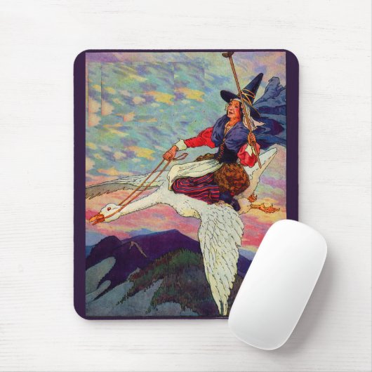 Tapis De Souris Mère Oie des années 1920 chevauchant sa gigantesqu (Avec souris)