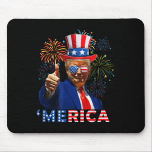 Tapis De Souris Merica 4 juillet amusant feu d'artifice Trump Indé