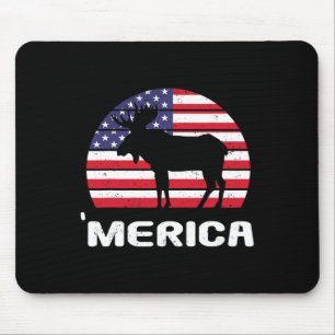 Tapis De Souris Merica Moose Drapeau Américain Usa Patriotic Indep