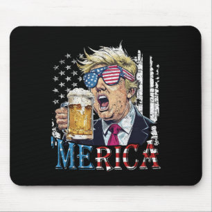 Tapis De Souris Merica Trump 4 juillet drôle de bière hommes W
