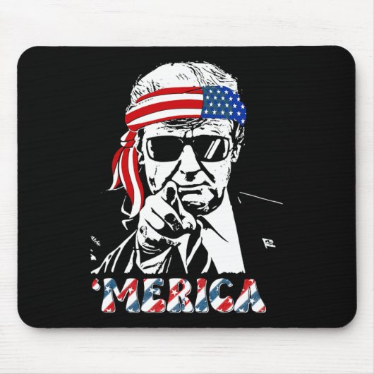 Tapis De Souris Merica Trump 4 juillet heureux Trump Drapeau améri (Devant)