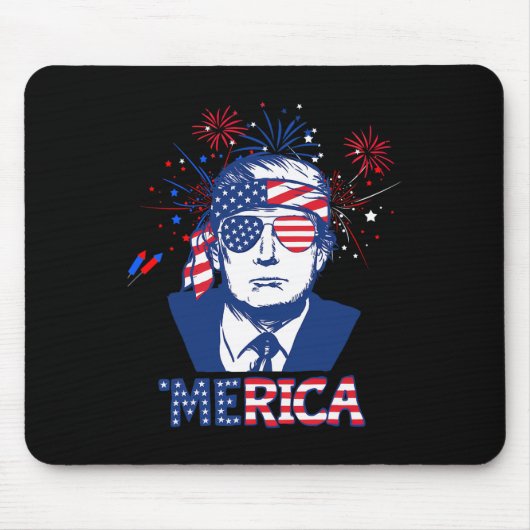 Tapis De Souris Merica Trump 4 juillet heureux Trump Drapeau améri (Devant)