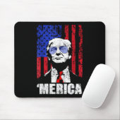 Tapis De Souris Merica Trump 4 juillet heureux Trump Drapeau améri (Avec souris)