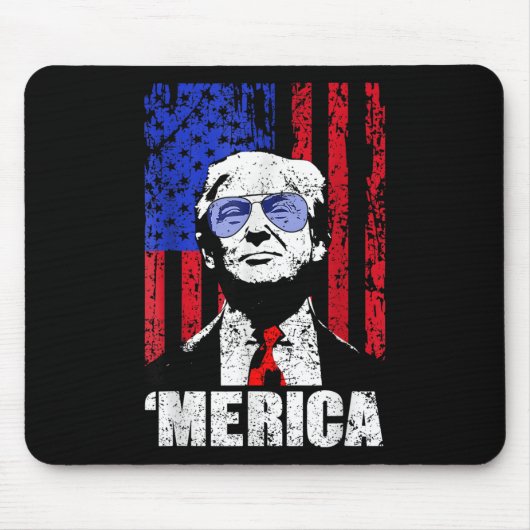 Tapis De Souris Merica Trump 4 juillet heureux Trump Drapeau améri (Devant)